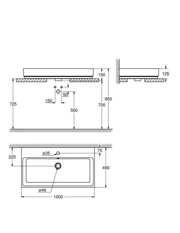 Grohe Cube Ceramic 3947500H раковина накладная 100 см альпин-белый