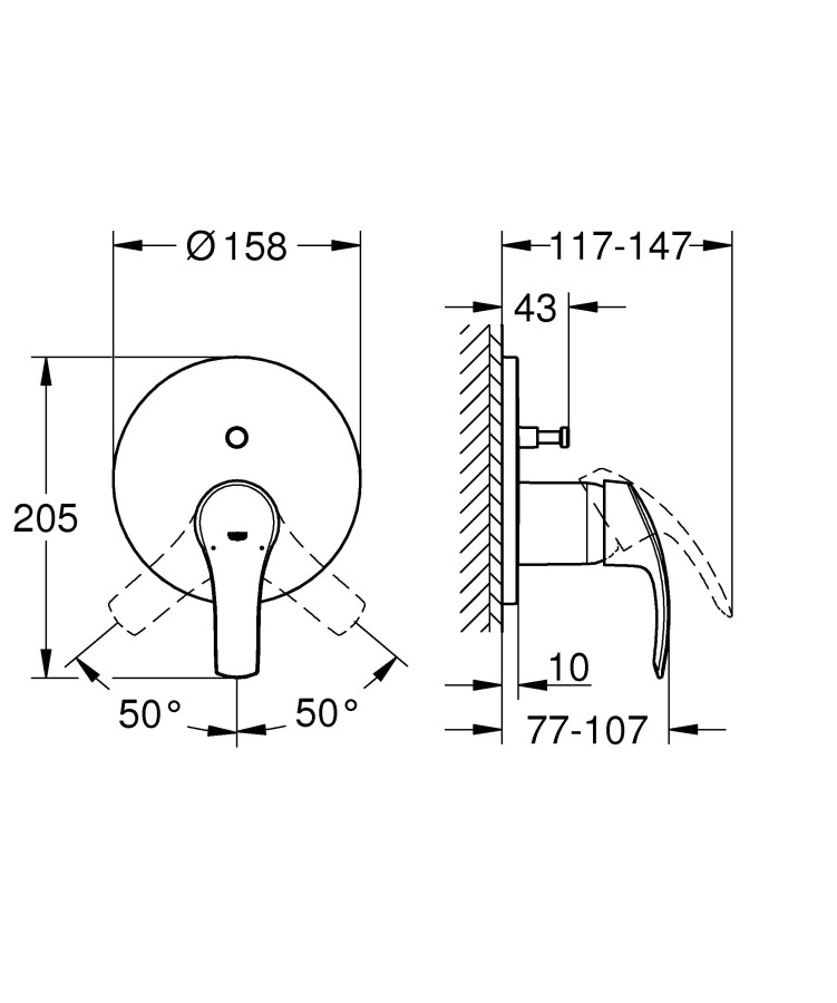 Grohe Eurosmart New 224043002 смеситель скрытого монтажа хром