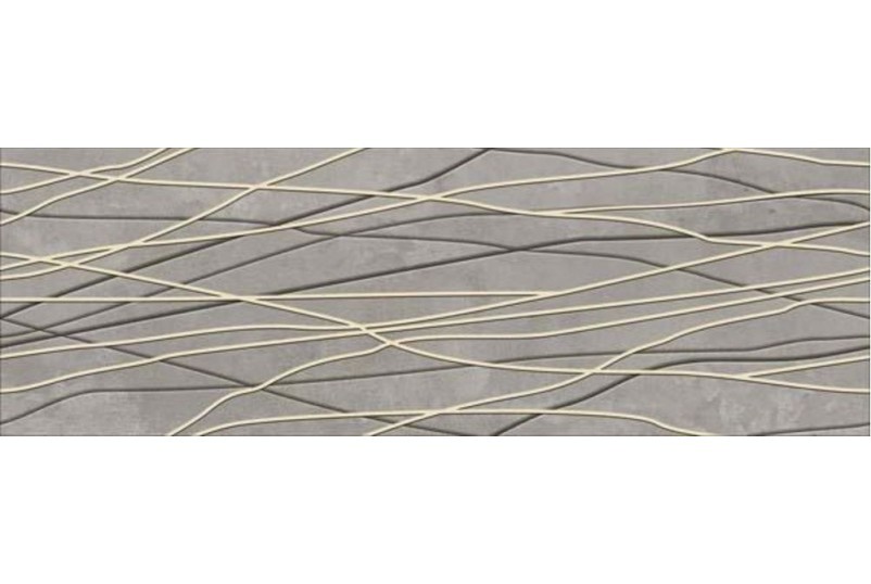 Уралкерамика Грейс 20х60 см декор настенный серый полоски