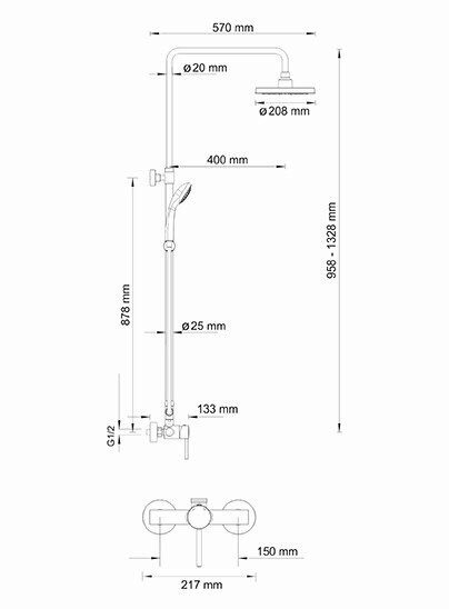 WasserKRAFT A12202 душевая система хром