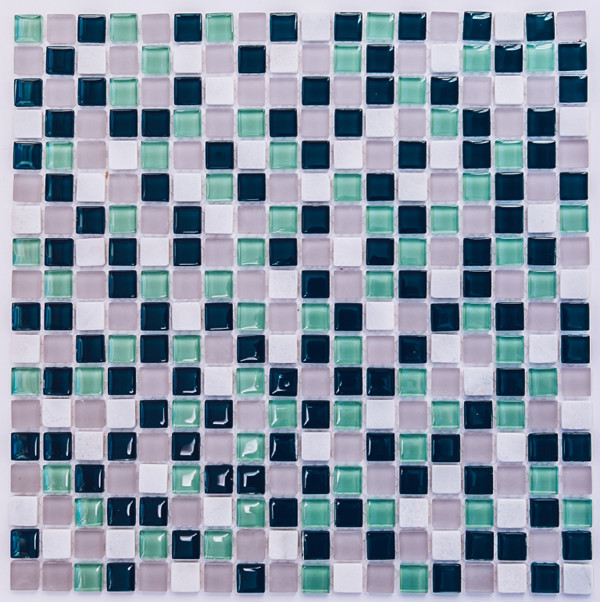 Bonaparte Olivia 30х30 см мозайка стеклянная с камнем серо зеленая