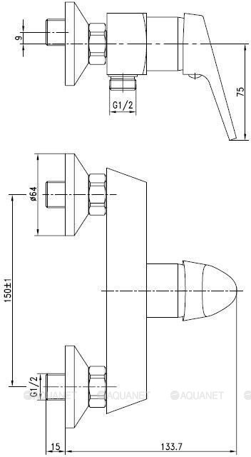 Aquanet Round Handle SD90707 смеситель для душа хром