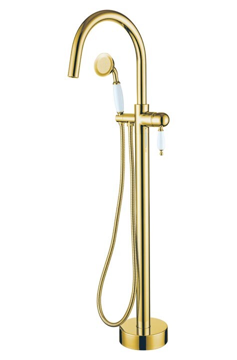 Смеситель для ванны напольный Boheme Imperiale Gold Белая керамика 289