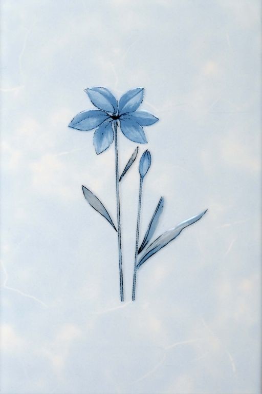 Газкерамика Валентино Георгин, Цветы 20х30см декор настенный голубой глянцевый