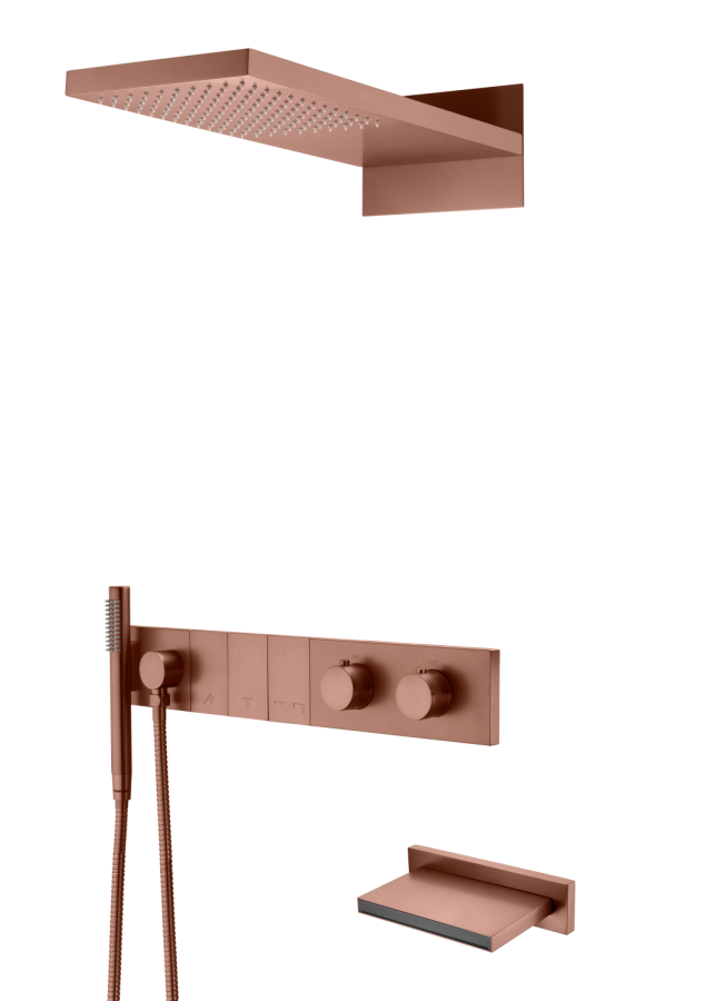 Душевая система трехпозиционная с термостатом и изливом Boheme Zodiac Brushed Bronze 133-2-BRB