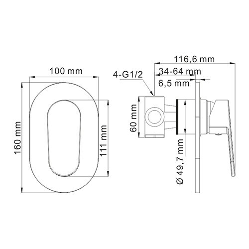 WasserKRAFT Donau 5351 смеситель для душа хром