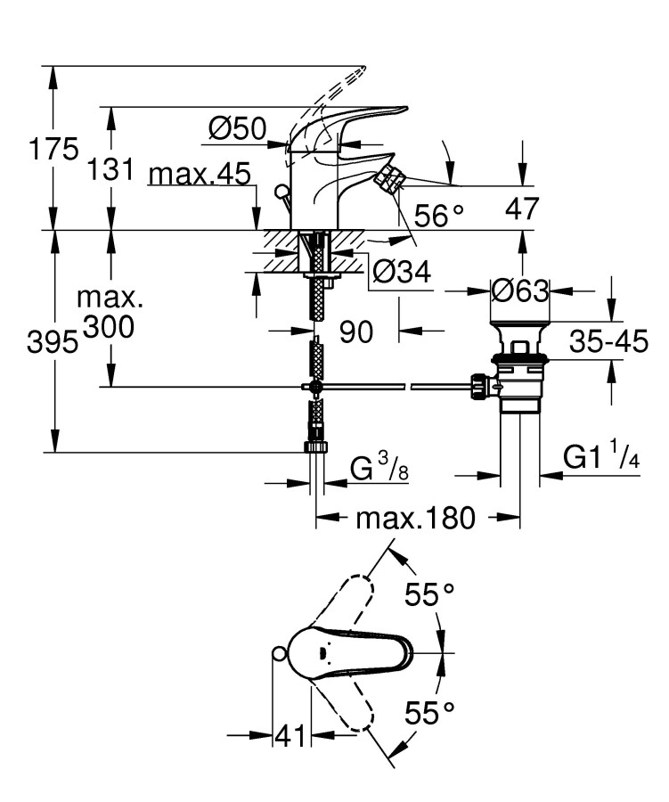 Grohe Euroeco 23263000 смеситель для биде