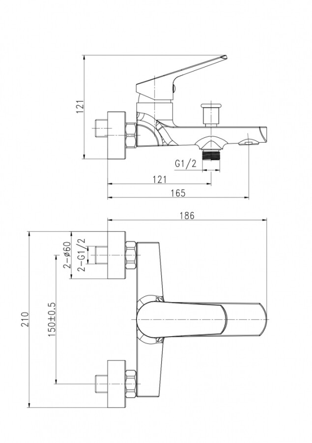 Cersanit Flavis A63035 смеситель для ванны хром