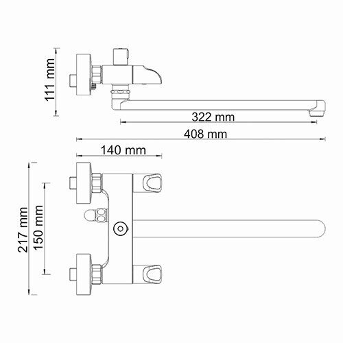 WasserKRAFT Lossa 1202L смеситель для ванны хром