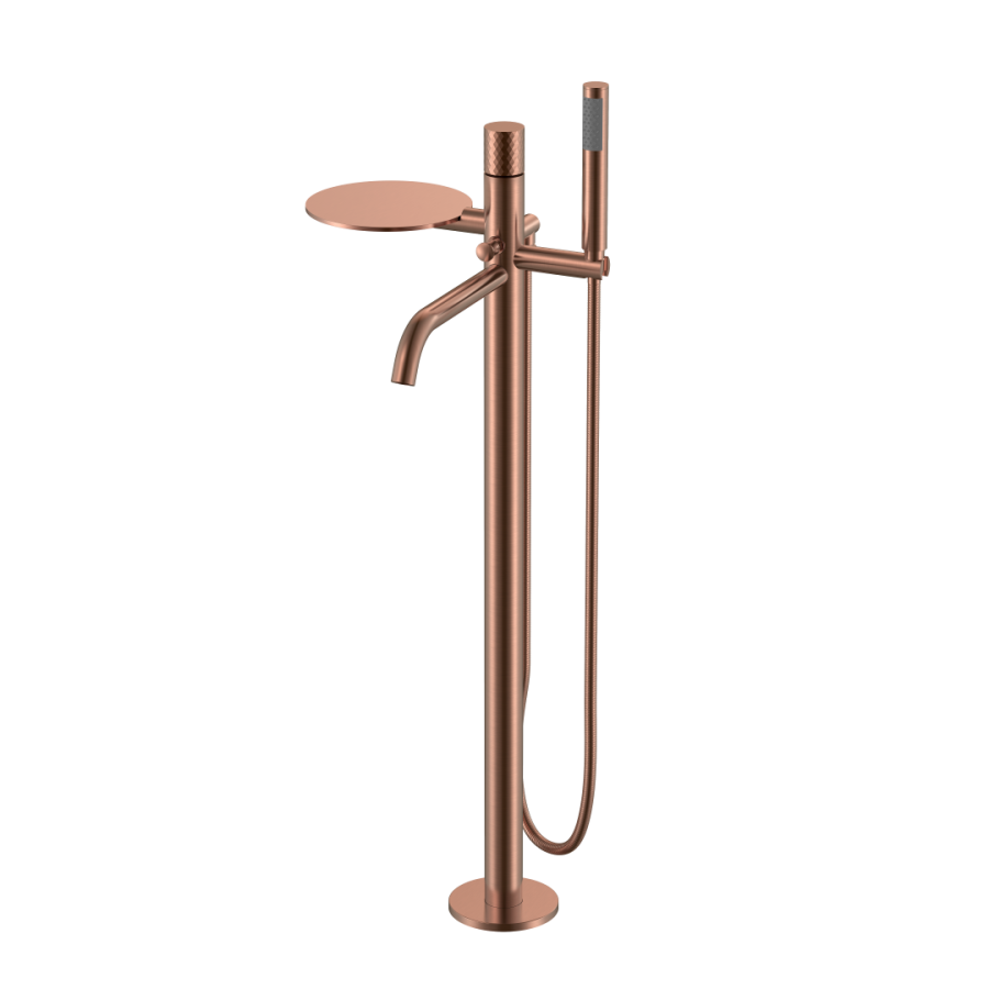Смеситель для ванны напольный Boheme Stick ручка Diamond Copper Brushed 129-CB