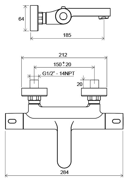 Ravak Termo 300 TE 023.00/150 X070097 смеситель для ванны с душем хром