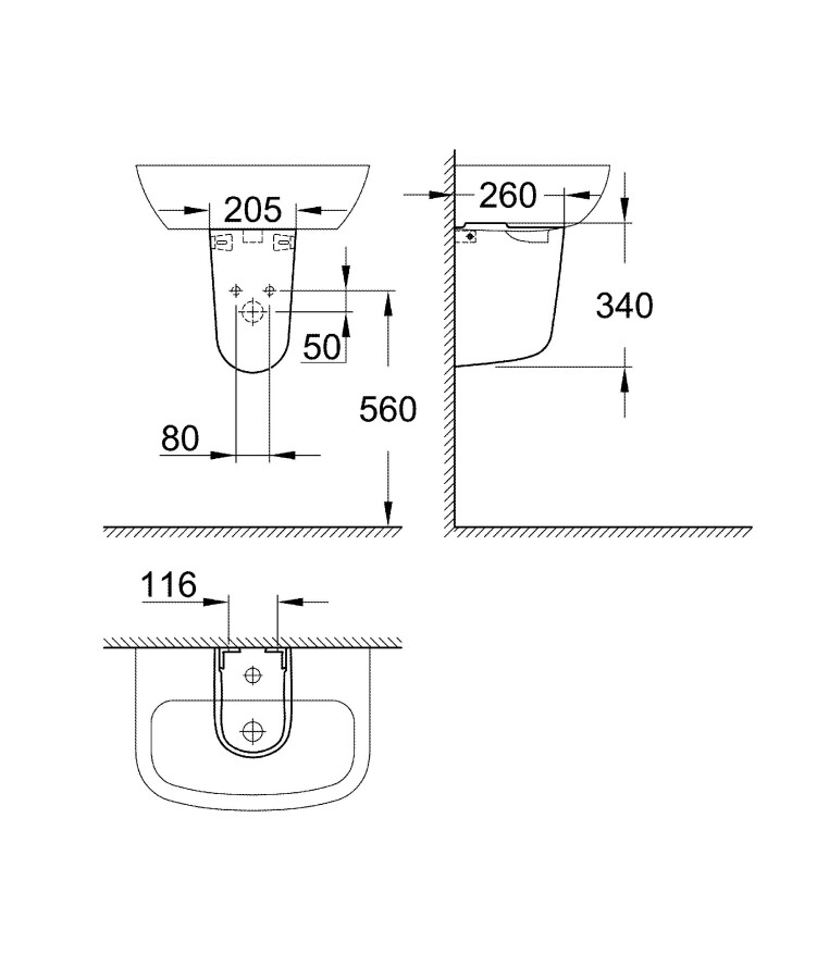 Grohe Bau Ceramic 39440000 раковина подвесная 55 см альпин-белый