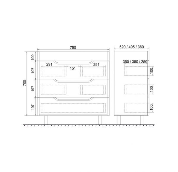 Mirsant Soho Quadro 80 см тумба с раковиной УТ000046013