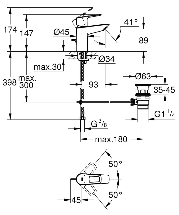 Grohe BauLoop 23335001 смеситель для раковины 28 мм