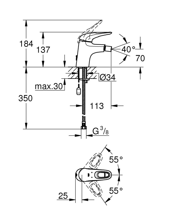 Grohe Eurostyle new 33566003 смеситель для биде