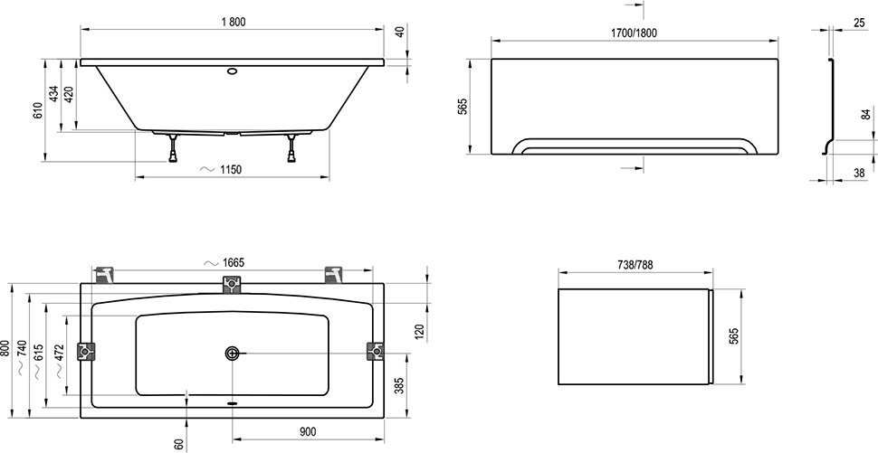 Ravak FORMY 02 180*80 ванна акриловая прямоугольная C891000000