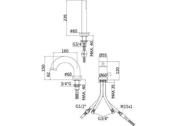 Paffoni Light LIG047WG смеситель на борт ванны белое золото