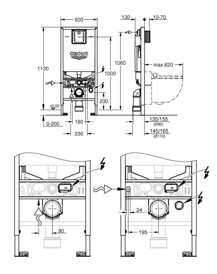 Grohe Rapid SLX 39596000 инсталляция для унитаза