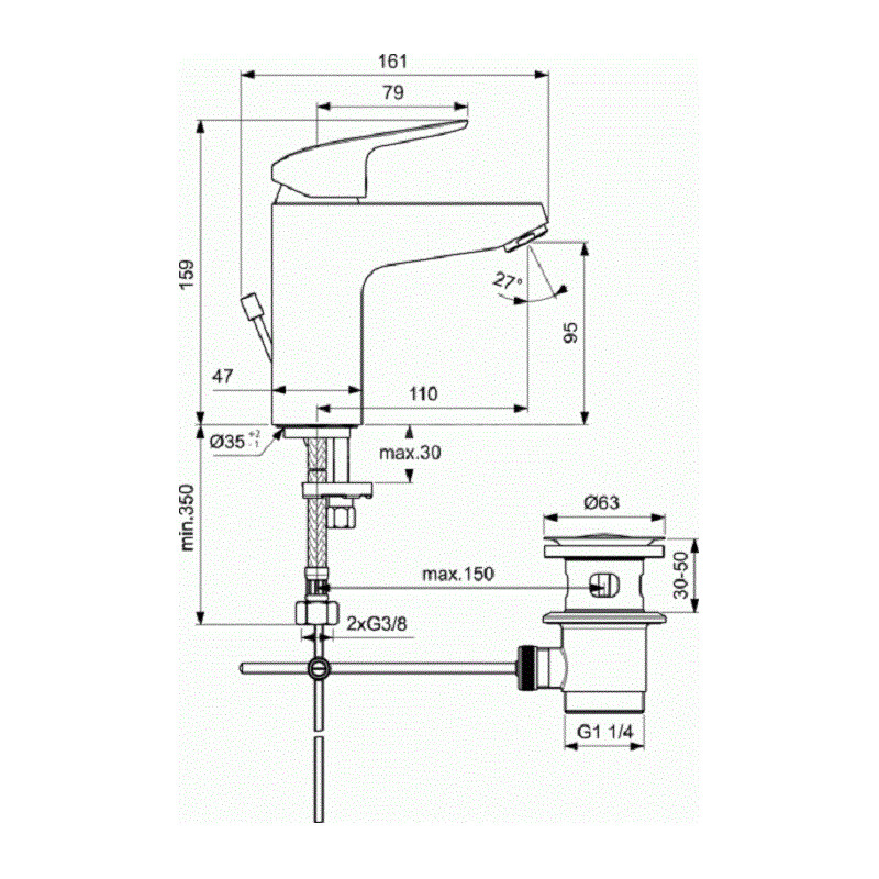 Ideal Standard Ceraflex BD001AA Набор 3-в-1 Смесители и душевой гарнитур