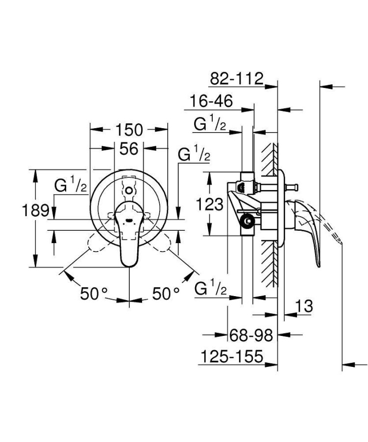 Grohe Euroeco 32747000 смеситель скрытого монтажа хром