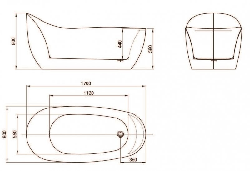 BelBagno BB205-1700-800 170*80 ванна акриловая овальная