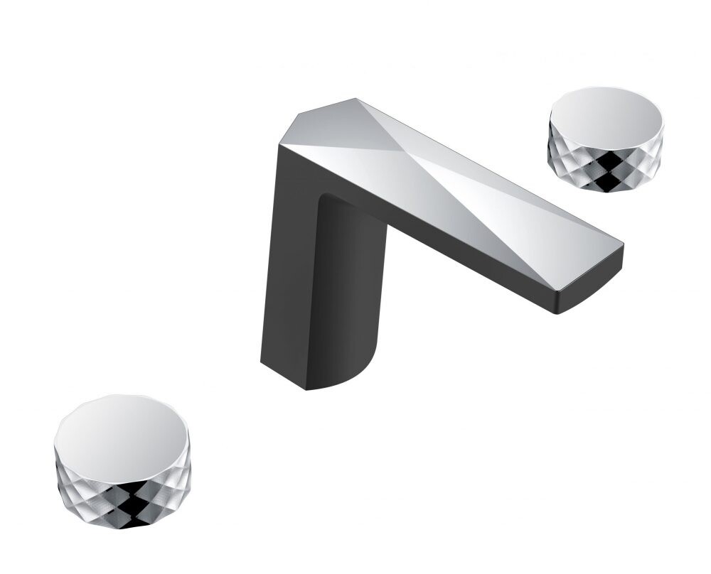 Смеситель врезной для раковины на 3отв. Boheme Venturo Черный / Хром 150-BCR-DIAMOND