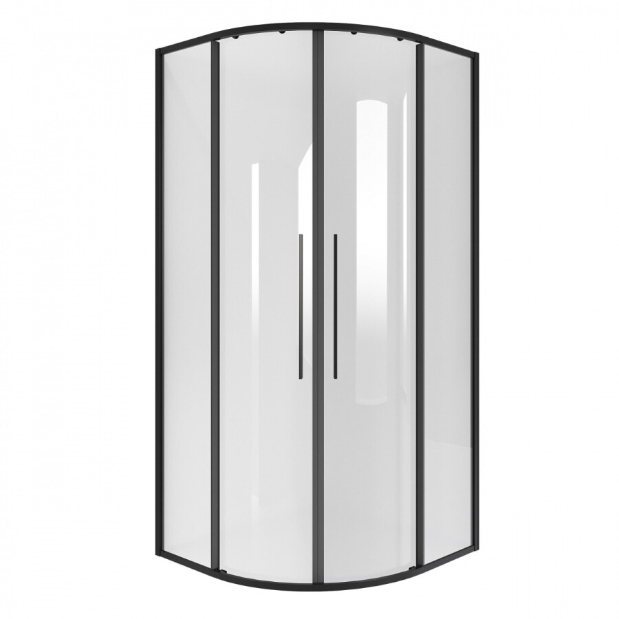 Душевое ограждение Niagara Nova NG-6825-34ВLACK (80х80х195) четверть круга,черный матовый,двери раздвижные,стекло прозрачное,1 место