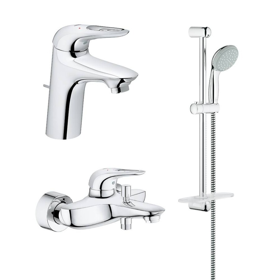 Grohe Eurostyle New 124349 Промо-комплект смеситель для раковины, смеситель для ванны и душевой гарнитур