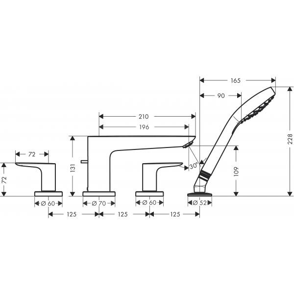 Hansgrohe Talis E 71748700 смеситель на борт ванны белый