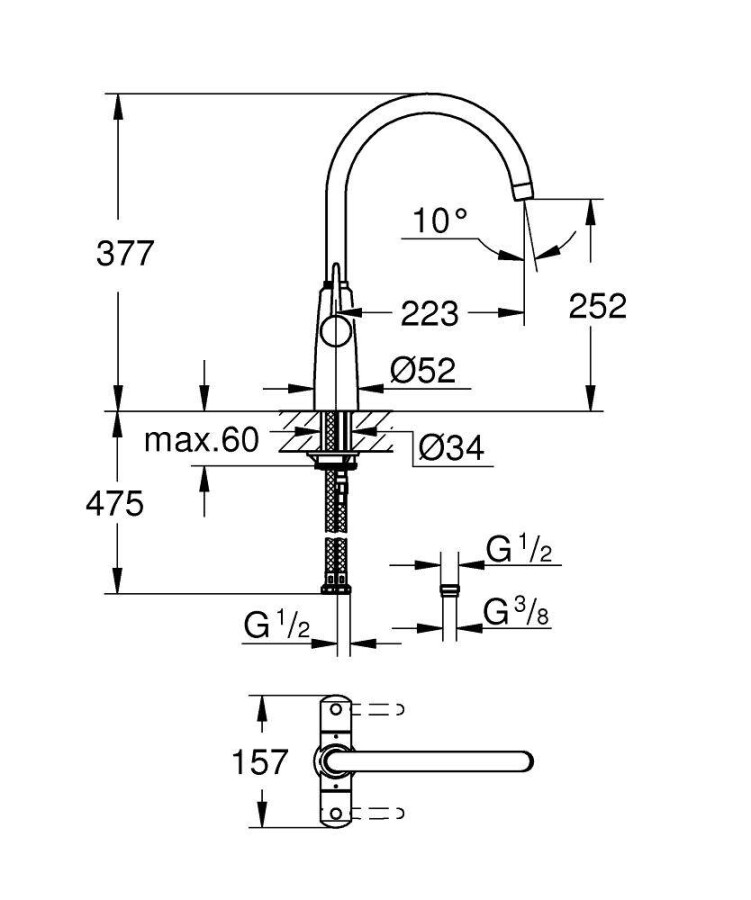 Grohe Ambi 30189000 смеситель для кухни хром