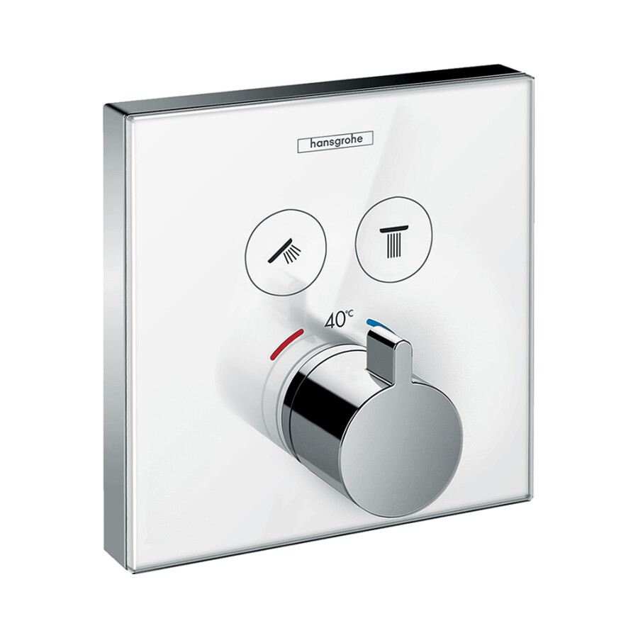 Hansgrohe ShowerSelect Термостат для двух потребителей стеклянный хром-белый матовый 15738400