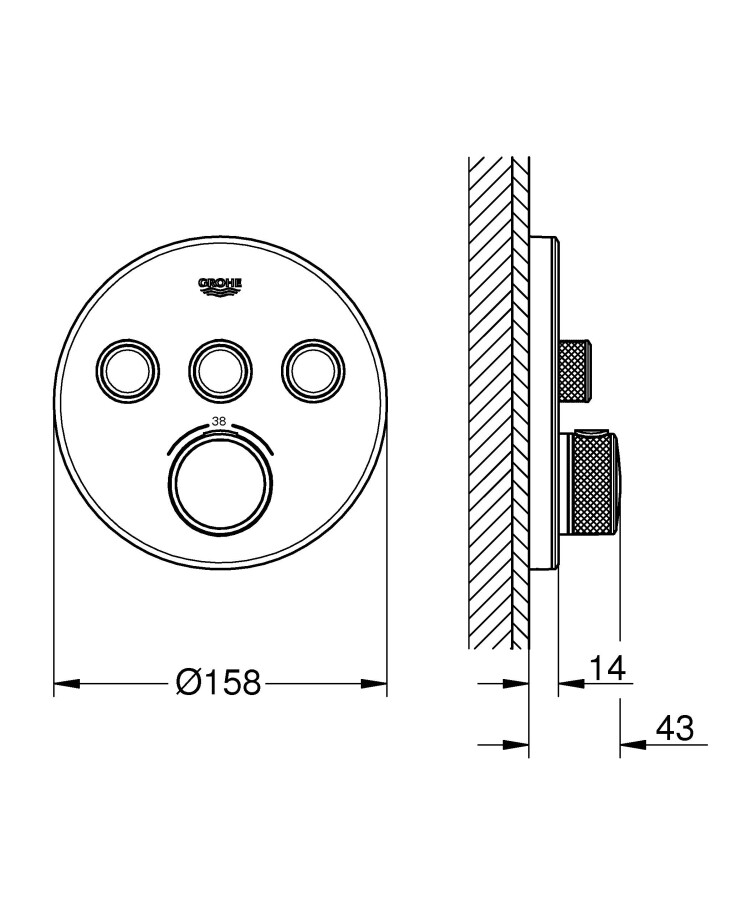 Grohe Grohtherm SmartControl 29904LS0 смеситель для ванны белая луна