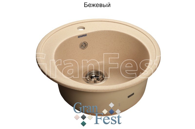 GranFest Rondo GF-R510 кухонная мойка бежевый 50.8х50.8 см