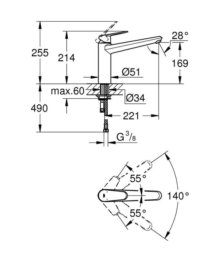 Grohe Eurodisc Cosmopolitan 33770002 смеситель для кухни хром