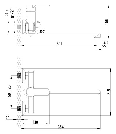 Lemark LM1551C плюс Грейс смеситель для ванны хром