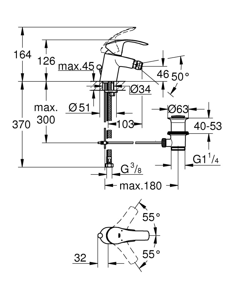 Grohe Eurosmart New 23789002 смеситель для биде