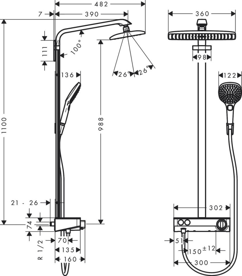 Hansgrohe Raindance E 27288000 Душевая система без излива