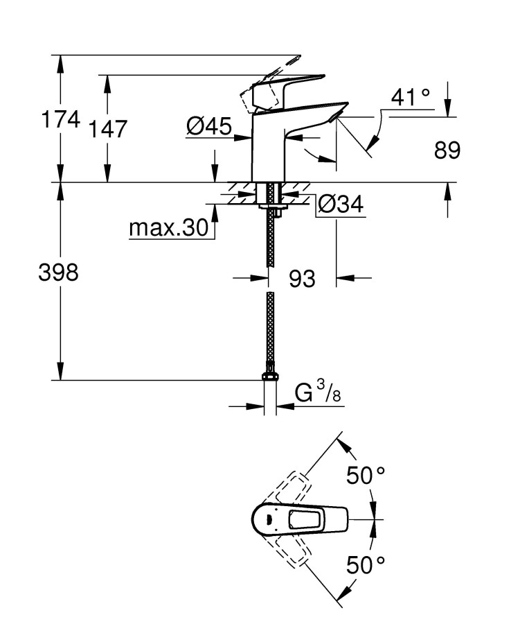 Grohe BauLoop 23337001 смеситель для раковины 28 мм