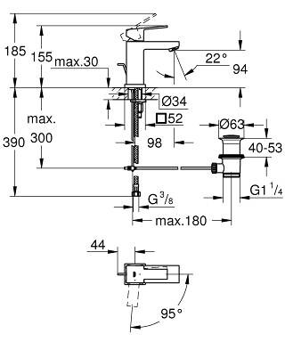 Grohe Sail Cube 23435000 смеситель для раковины 28 мм