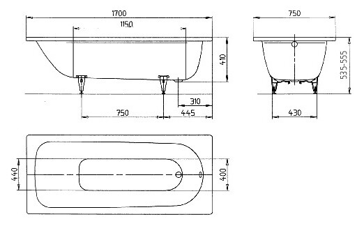 Kaldewei SANIFORM PLUS 180*80 ванна стальная прямоугольная 112800010001