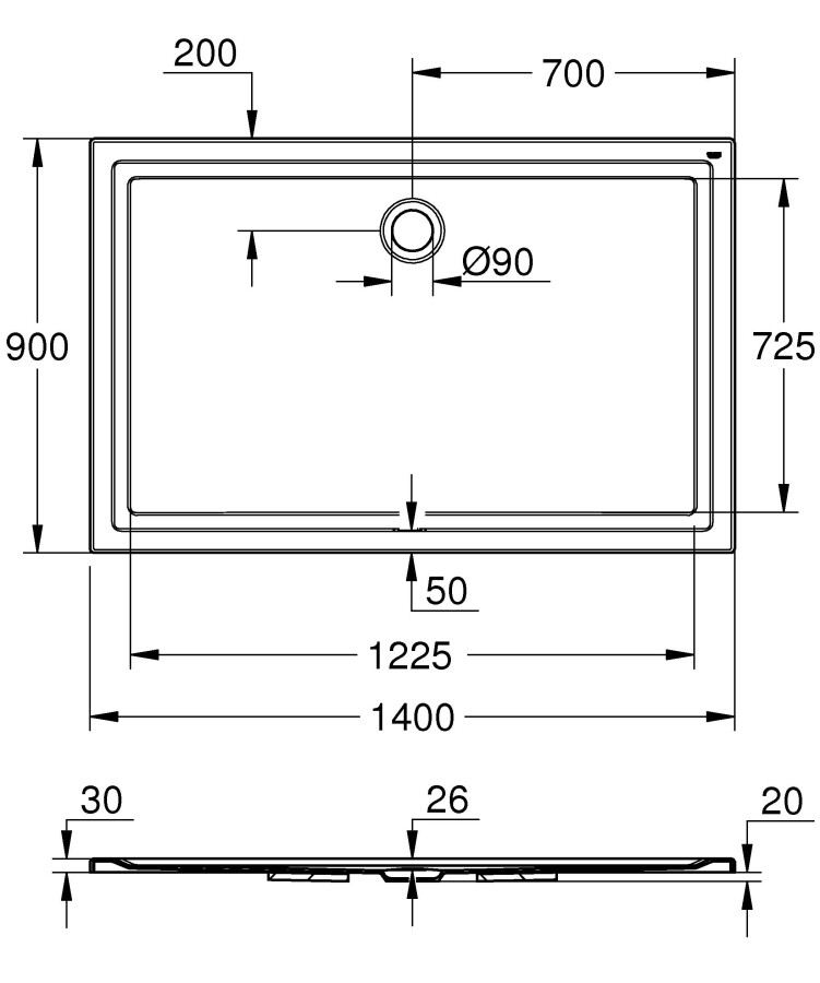 Grohe Universal 39307000 140*90 душевой поддон акриловый