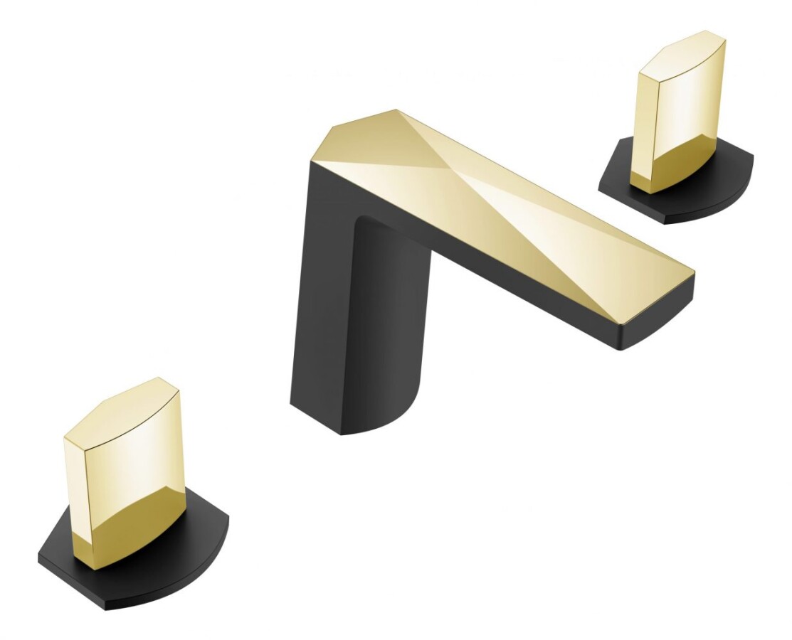 Смеситель врезной для раковины на 3отв. Boheme Venturo Черный / Золото 150-BG-ICE