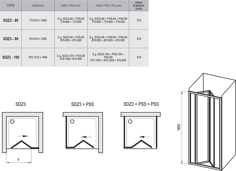 Ravak Supernova SDZ3-80 02V40100Z1 Душевые двери 80*185