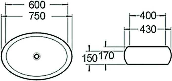 SantiLine SL-1036 раковина накладная 75 см