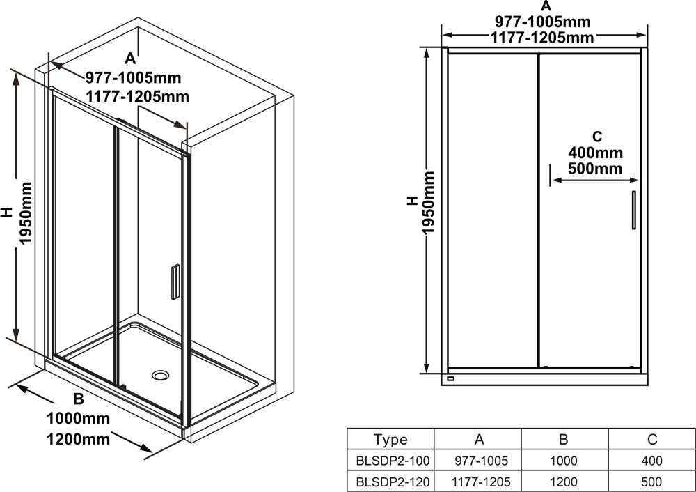 Ravak Blix Slim BLSDP2-100 X0PMA0C00Z1 Душевые двери 100*195