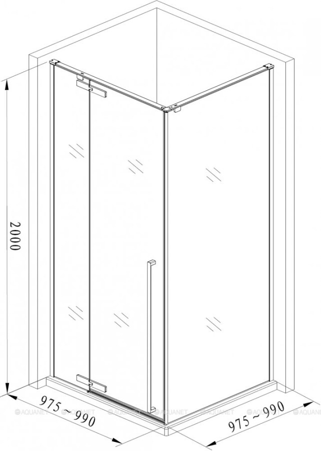 Aquanet Ideal AE-AXC10MB-S-B душевое ограждение 100*100*200