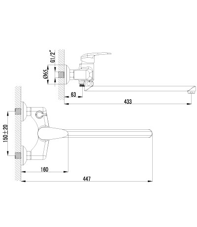 Lemark LM3317C Pramen смеситель для ванны хром