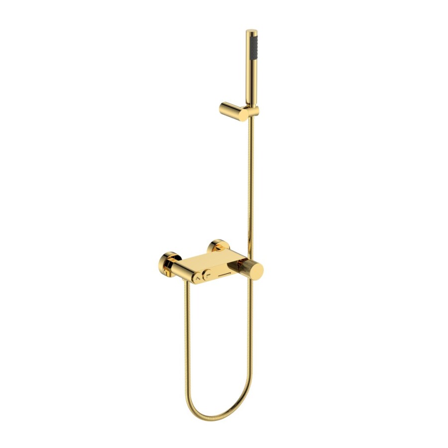 Смеситель для ванны с душевым гарнитуром Boheme Stick ручка Linea Gold 123-GG.3