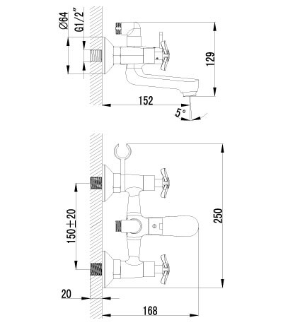 Lemark LM6542C Партнер смеситель для ванны хром