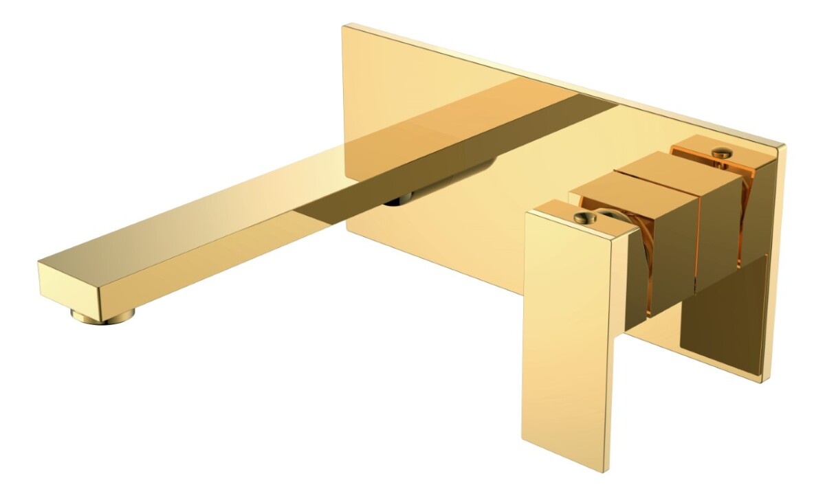 Смеситель для раковины из стены Boheme Qubic Shine Gold 475-G